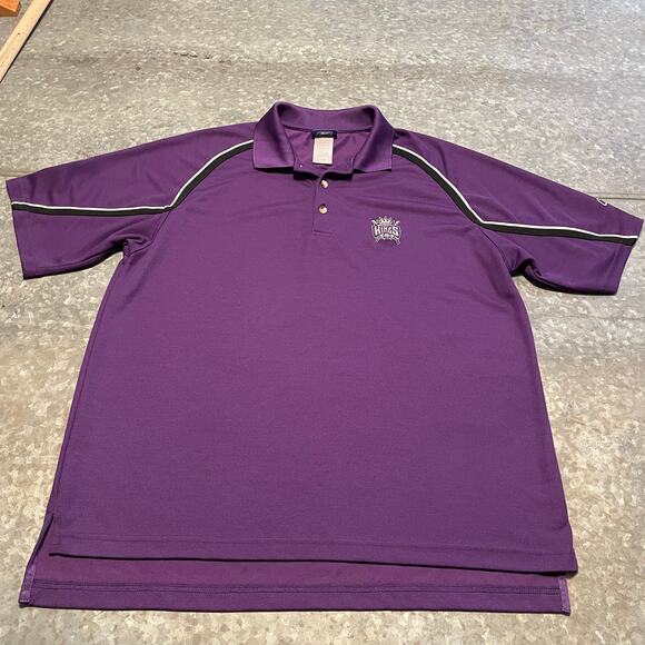 Vintage Sacramento Kings Embroidered Polo Shirt Large Purple Reebok NBA 90s Y2K - Picture 2 of 11